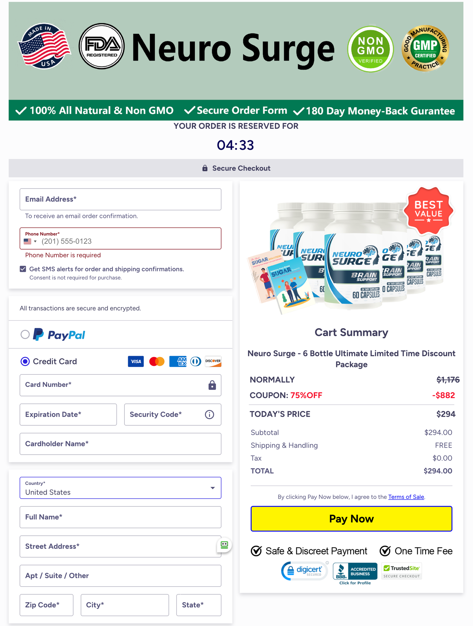 Neuro Surge Official Website Secure Order Page